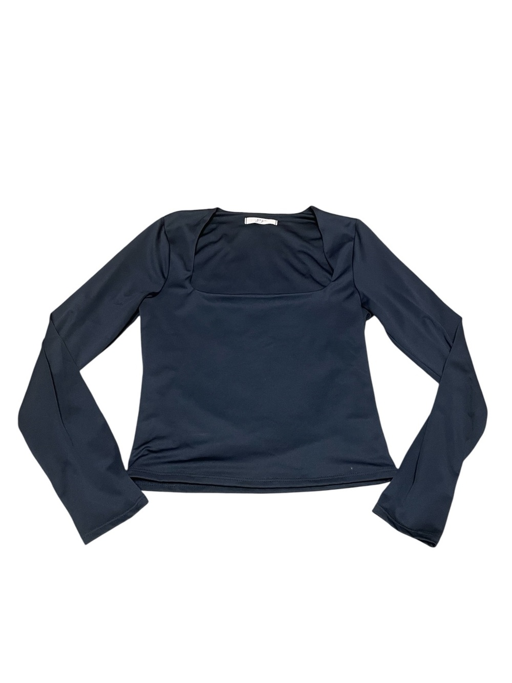 gaze Navy Square-Neck Long Sleeve Top